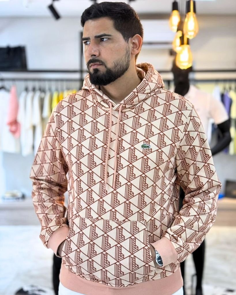 Moletom rosé com monograma geométrico